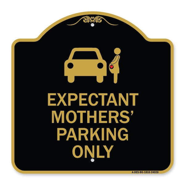 Signmission Expectant Mothers Parking W/ Graphic, Black & Gold Aluminum Sign, 18" L, 18" H, BG-1818-24028 A-DES-BG-1818-24028 - main